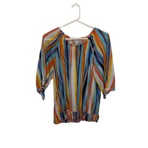 New York Laundry Blue Brown Relaxed Blouse